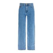 Blazé Milano Broderade höga bomullsjeans Blue, Dam