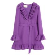 Valentino Garavani Lila Volangdetalj Sidenskjol Purple, Dam