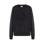 Moncler Kristalldekorerad Crew Neck Sweatshirt Black, Dam