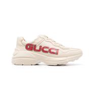 Gucci Beige Logo Print Sneakers Beige, Herr