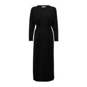 Max Mara Svart Ull Lång Klänning Black, Dam