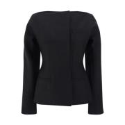 Jacquemus Ull Blazer med Båtringning och Midjeband Black, Dam