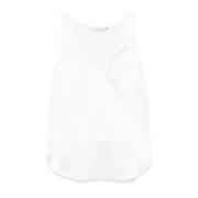 Max Mara Vit Sidensärmlös Elegant Topp White, Dam