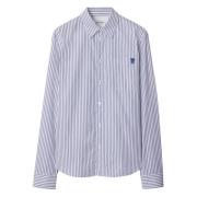 Burberry Blå Button-Up Skjorta med B Shield Blue, Herr