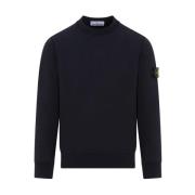 Stone Island Blå Bomulls Sweatshirt med Logopatch Blue, Herr