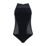 Wolford Ärmlös Opaque Body med Halvtransparenta Detaljer Black, Dam