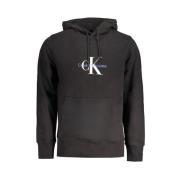 Calvin Klein Svart Bomull Huva Sweatshirt Logotyp Tryck Black, Herr