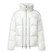 Moncler Vit Vadderad Nylonjacka med Logotyp White, Dam