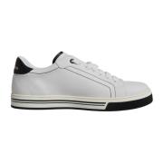 Dolce & Gabbana Vit Svart Läder Sneakers White, Herr