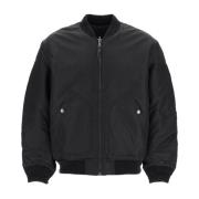 Diesel Svart Nylon Bomberjacka med Dragkedja Black, Herr