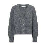 Co'Couture ieCC Button Rib Knit Cardigan Gray, Dam