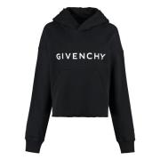 Givenchy Bomullshoodie med ribbstickade muddar Black, Dam