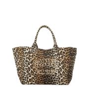 Ganni Leopardmönstrad Shopper Väska Multicolor, Dam