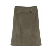 LOW Classic Khaki Mermaid Midi Kjol med Axelband Brown, Dam