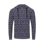 Orlebar Brown Midnight Navy Geo Tile Stickad Sweatshirt Blue, Herr