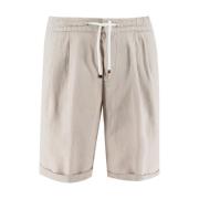 Brunello Cucinelli Linne dragsko Bermuda shorts Beige, Herr