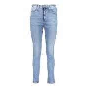 Calvin Klein Blå Denim Skinny Jeans med Broderi Blue, Dam