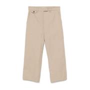 Brunello Cucinelli Beige Cropped Bomull Linne Byxor Beige, Dam