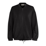 InWear Svart Bomber Sweatshirt med Dragkedja Black, Dam