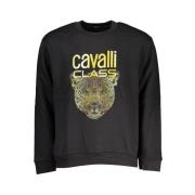 Cavalli Class Snygg Fleece Sweatshirt i Svart Black, Dam