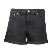 Calvin Klein Svarta Jeans Shorts med Logo Black, Dam