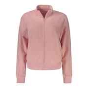 Guess Rosa Dragkedja Sweatshirt Långärmad Kontrastdetaljer Pink, Dam