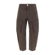 Pinko Cargo Denim Byxor med Panel Design Brown, Dam