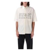 MM6 Maison Margiela Asymmetrisk Poplin Bowling Skjorta Logo White, Her...