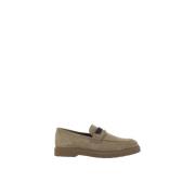 Brunello Cucinelli Smyckesdetalj Mocka Loafers med Blockklack Beige, D...