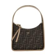 Fendi Jacquard Axelväska med Läderdetaljer Brown, Dam