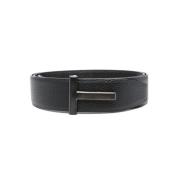 Tom Ford Vändbart läder T-bälte, Svart Black, Unisex