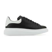 Alexander McQueen Svarta Lädersneakers med Vit Häl Black, Herr