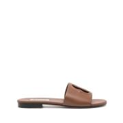 Bally Emblem Läder Slides Brown, Dam