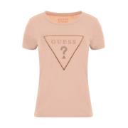 Guess T-shirt z bawelny z logo rózy Pink, Dam