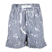 White Sand Bermuda Shorts i Bomullsblandning Tyg Blue, Dam