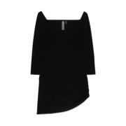 Norma Kamali Svart Draperad Off-Shoulder Klänning Black, Dam