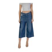 Replay Cropped Jeans i bomullsblandning Blue, Dam