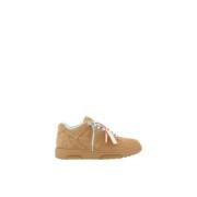 Off White Läder Sneakers med Pilklogo och Platt Sula Brown, Herr