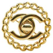 Chanel Vintage Pre-owned Metall broscher Yellow, Dam