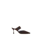 Manolo Blahnik Mocka Stiletto Pumps med Applique Brown, Dam