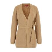 Guess Logo Cardigan - V-ringad Långärmad Beige, Dam