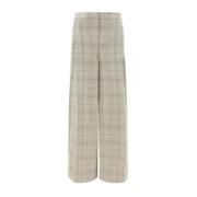 Lardini Tartan High-Waisted Byxor med Fickor Beige, Dam