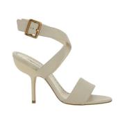 Manolo Blahnik Flätad Stilettklack Kalvskinn Sandaler White, Dam