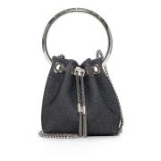 Jimmy Choo Metallkedja Dragsko Glitter Mesh Väska Gray, Dam