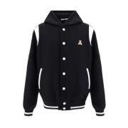 Palm Angels Bear Detail Hooded Varsity Jacka Black, Herr