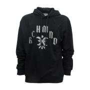 John Richmond Svart Bomull Polyester Hoodie Uma24118Fe Black, Herr