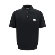 Dolce & Gabbana Monokrom Polo Skjorta med Monogram Detalj Black, Herr