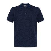 Versace Polo med Vbarocco mönster Blue, Herr