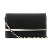 Alexander McQueen Svart läder Cross-Bar Clutch Black, Dam