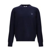 Maison Kitsuné Räfflad ulltröja med logopatch Blue, Herr